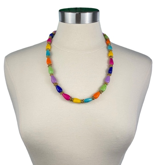 Colorful Chunky Beaded and Metal Necklace - Picture 1 of 16
